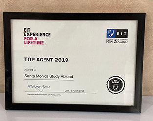 Eastern Institute of Technology, NewZealand- Top Agent 2018 certificate