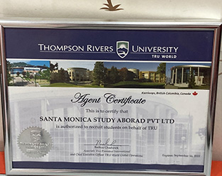 Agent certificate by Thompson River University