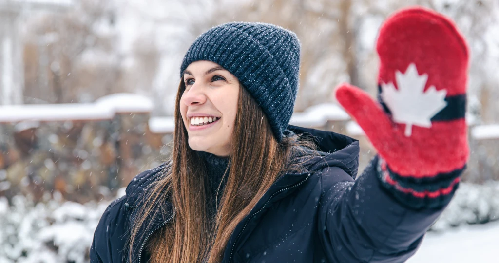 Enjoying snow in canada